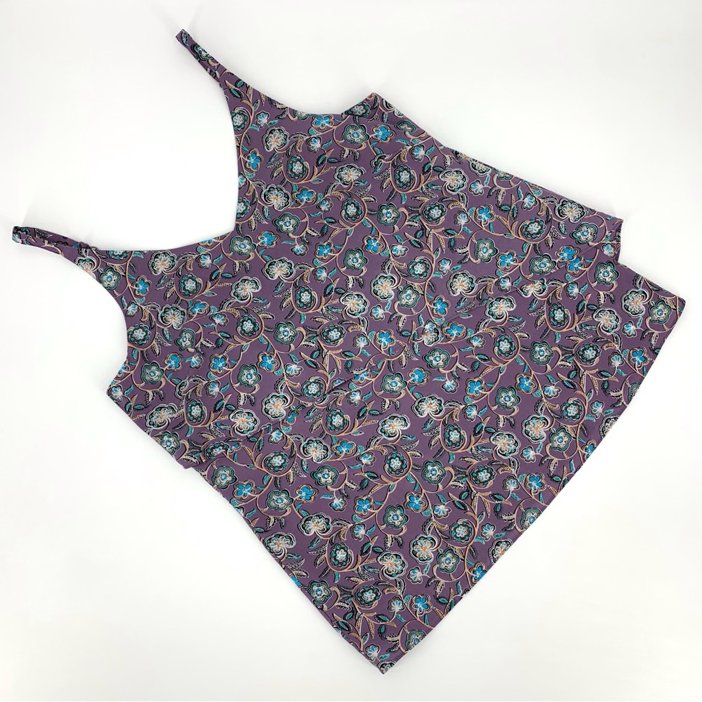 Cabi Scrollwork Cami # 3453, Purple Crochet Floral Patterned Camisole, Small
